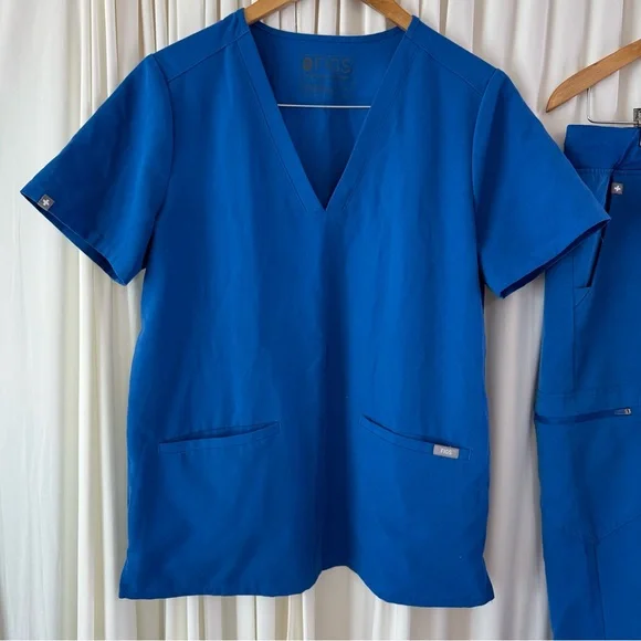 Figs Women's Royal Blue Scrub Set Zamora Joggers Sz Medium Casma Top Sz M - Picture 2 of 6